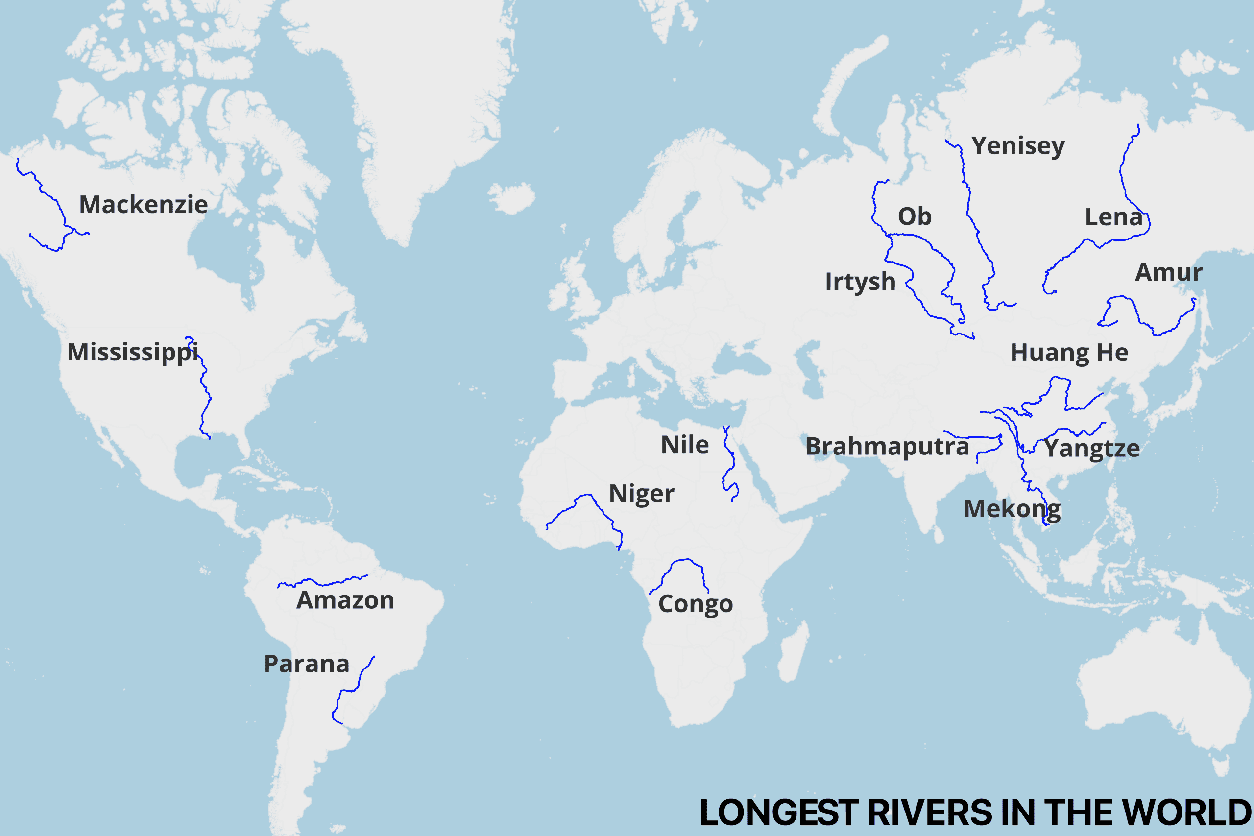 15 Longest Rivers In The World Mappr Longest Rivers In The World 