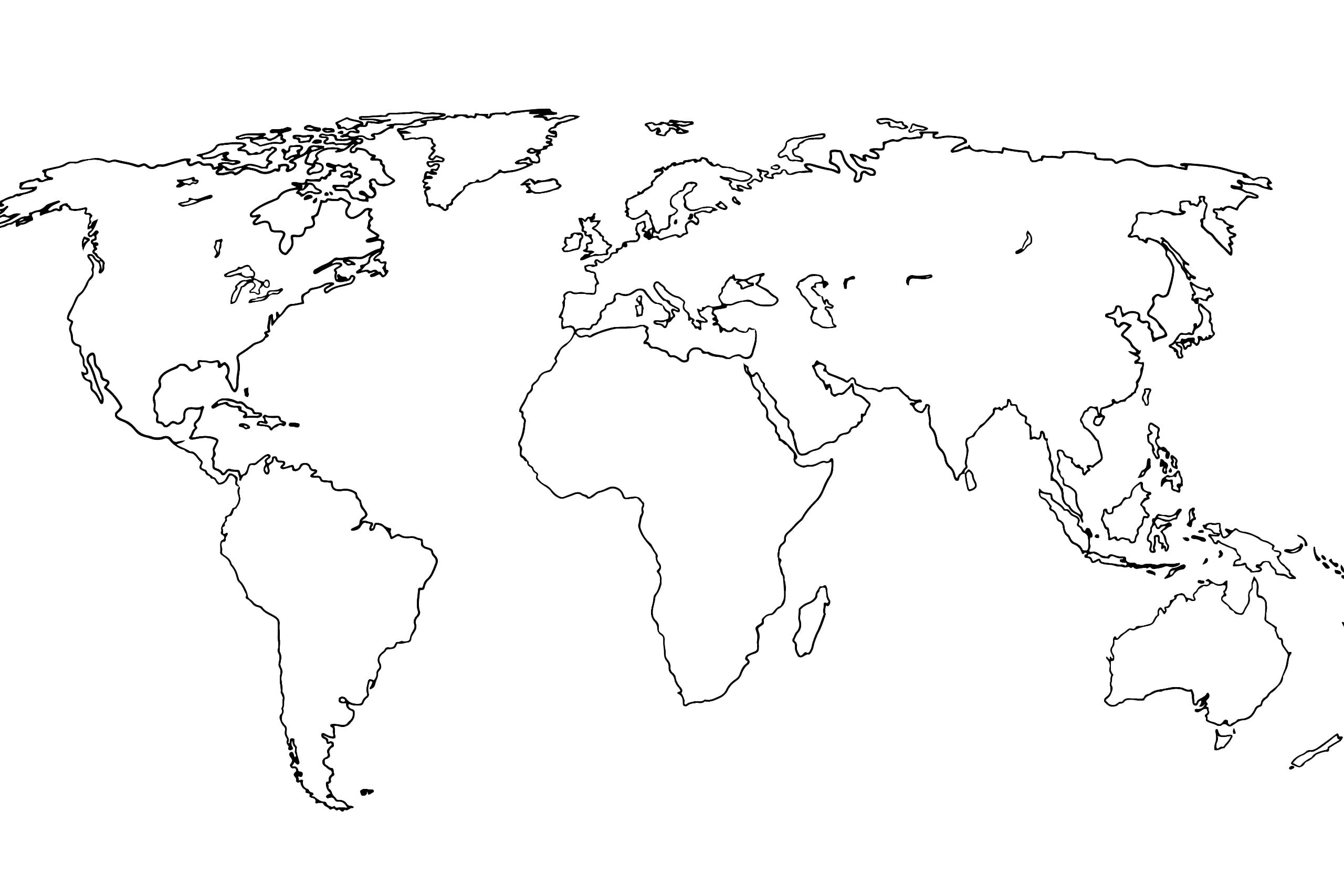 world map continents blank printable