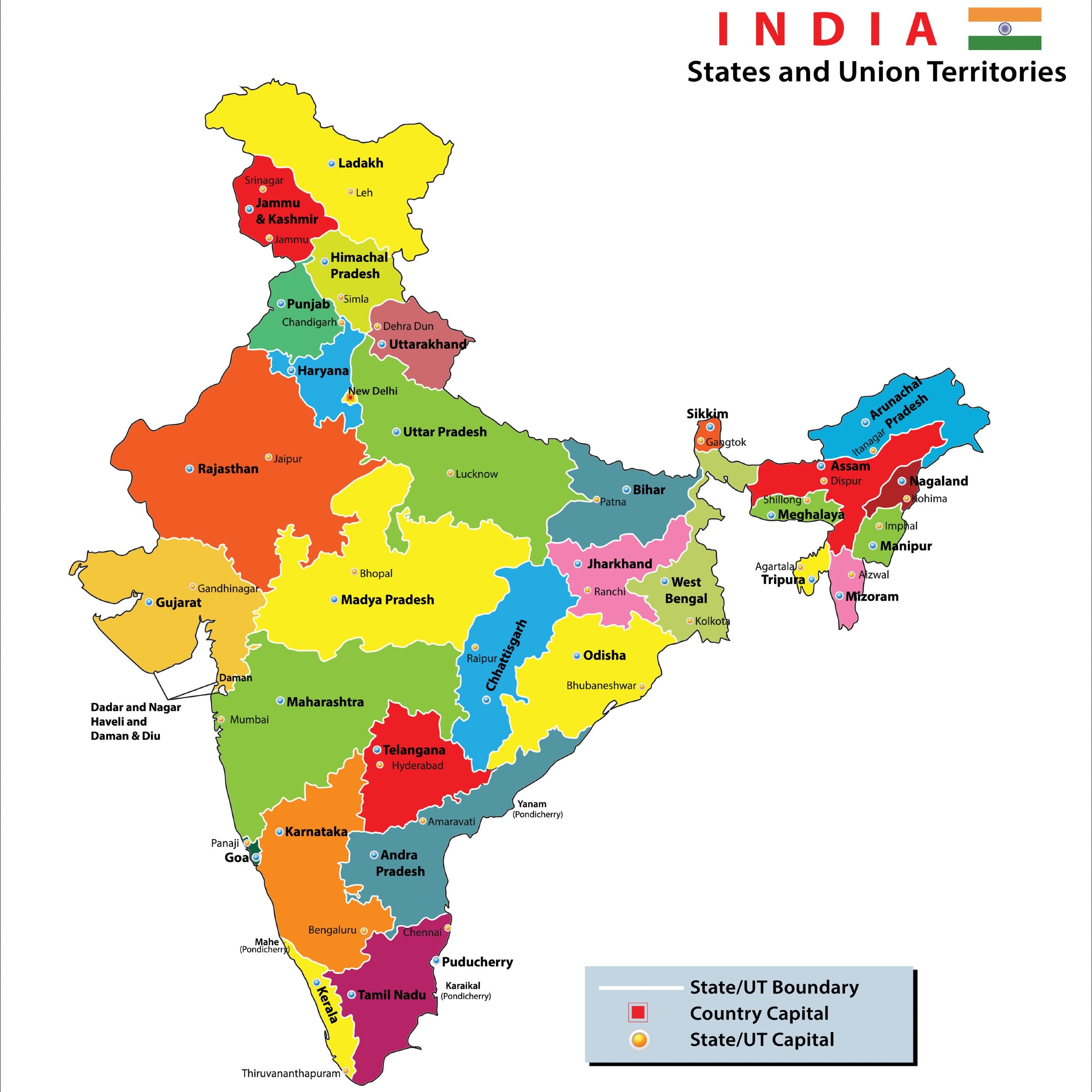 India Map Political States Union Territories 1 