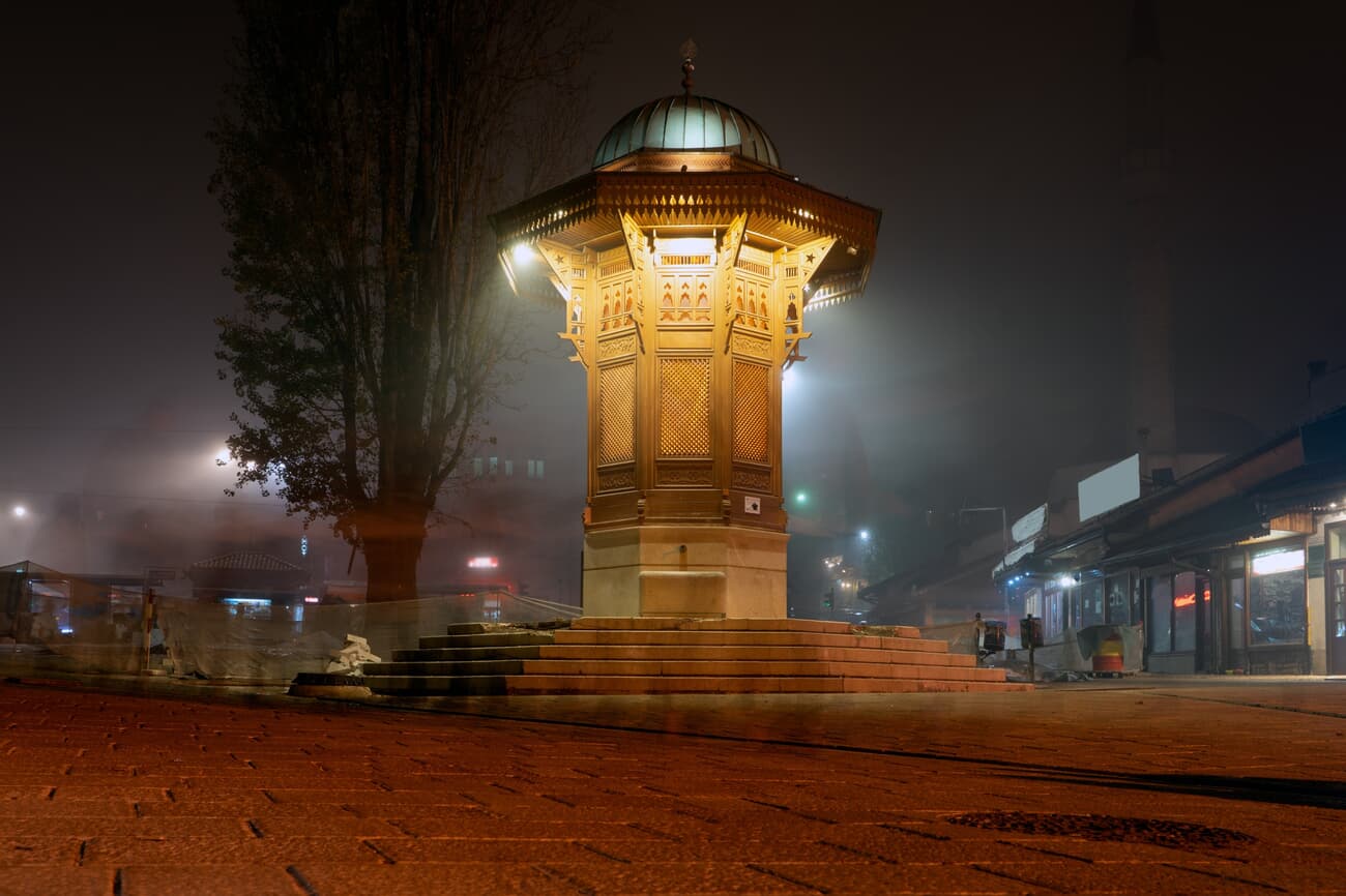 Sebilj, an ottoman style wooden fountain in Baščaršija