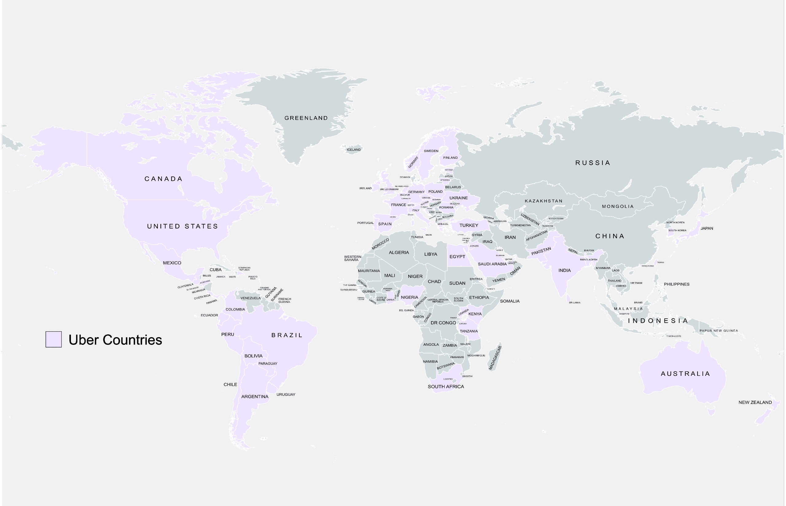 Countries with UBER in 2023 Mappr