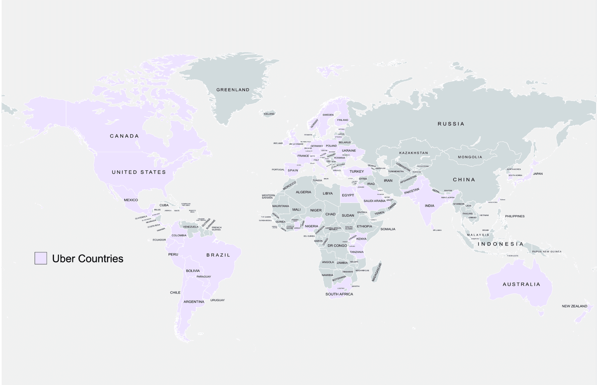 Countries with UBER in 2023 Mappr