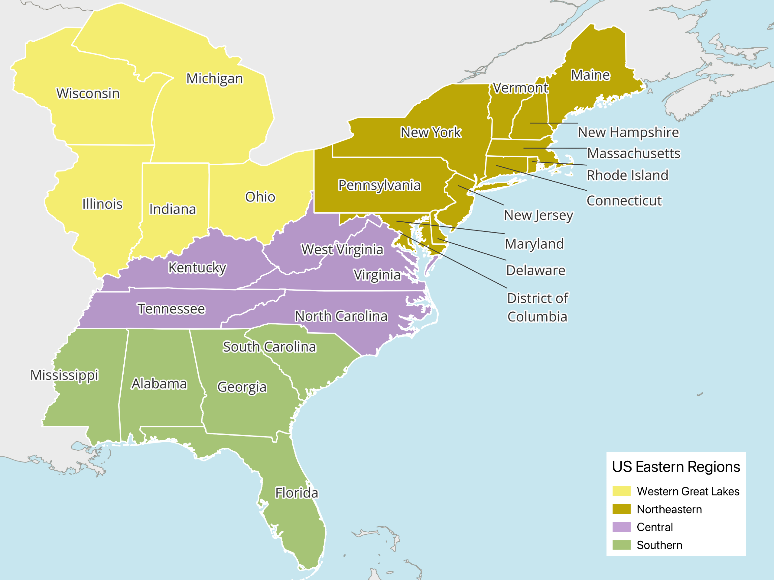 East United States Map Mappr   Us Eastern States 