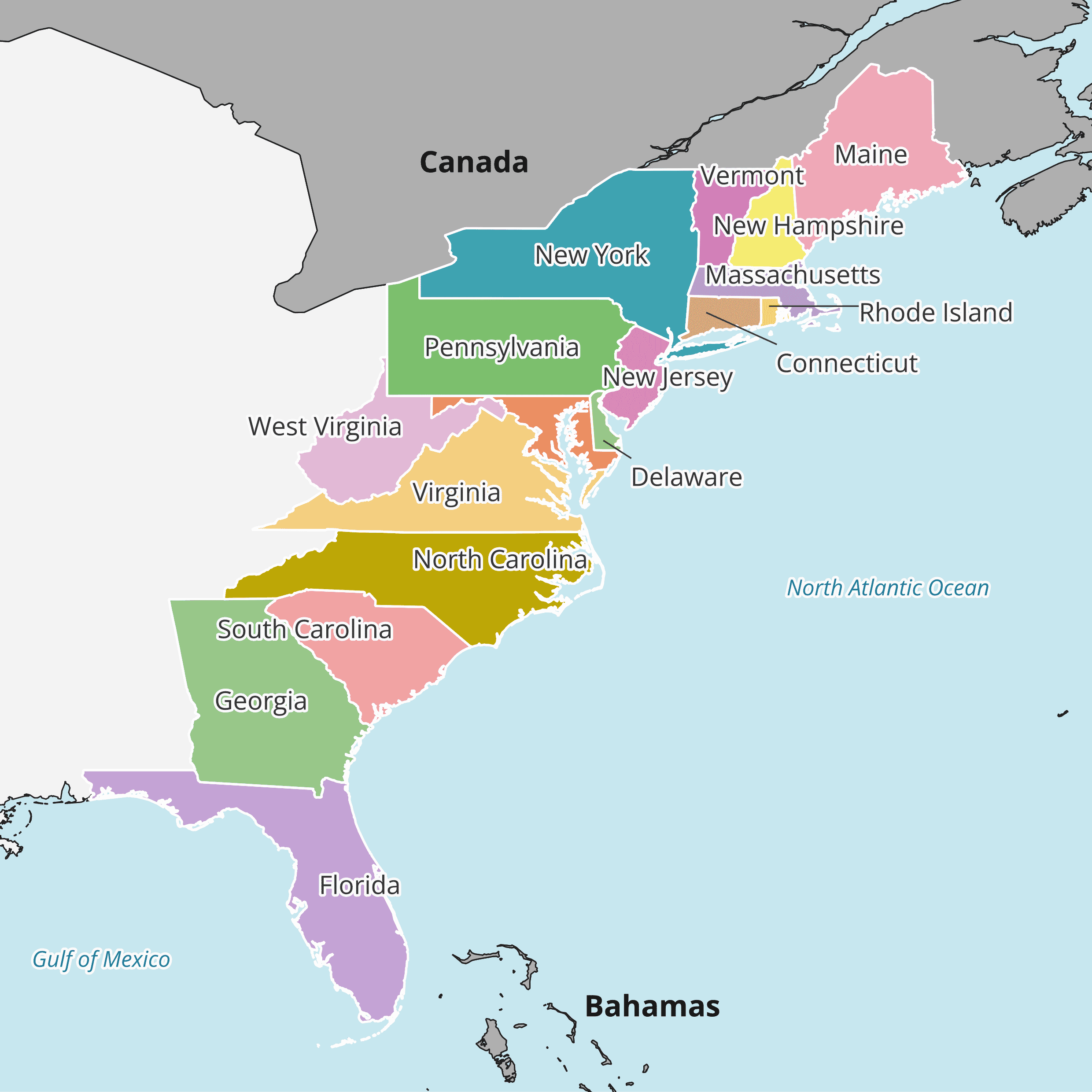 East United States Map Mappr Usa East Coast Typical Map