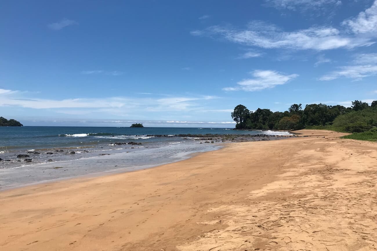 Beachside view of Playa Arena Blanca on Bioko Island