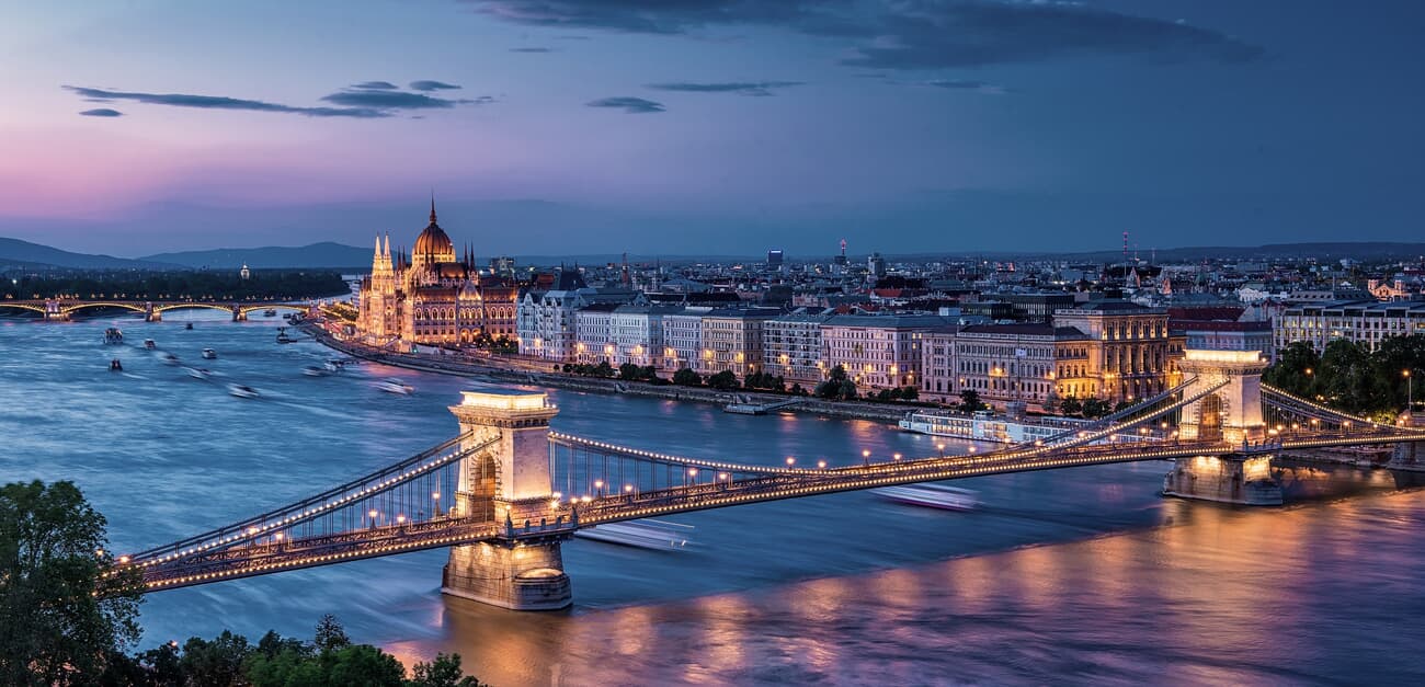 Skyline of Budapest at dawn
