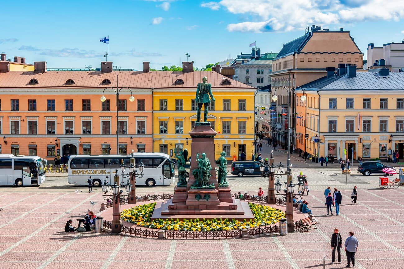 Senator Square in Helsinki and monument of ALexander II
