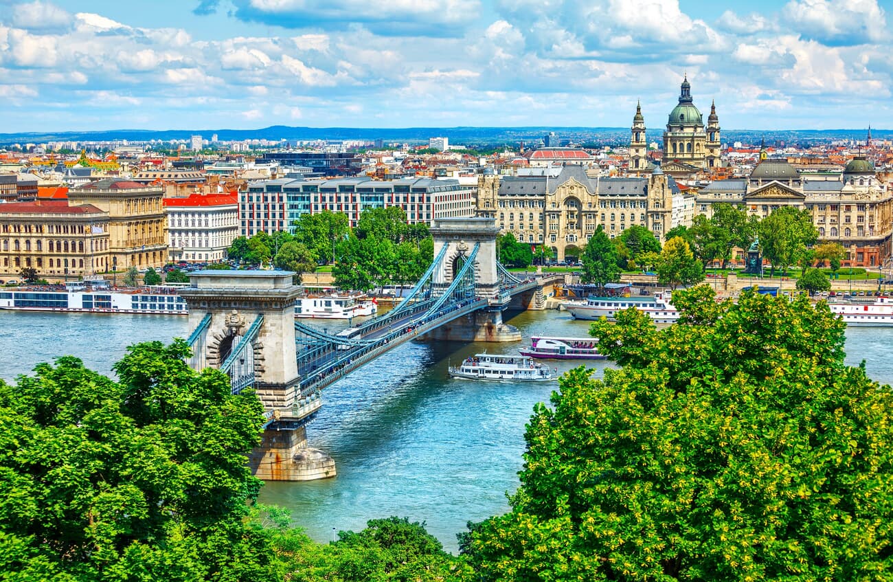 Széchenyi Chain Bridge, the first permanent bridge across the Danube in Budapest
