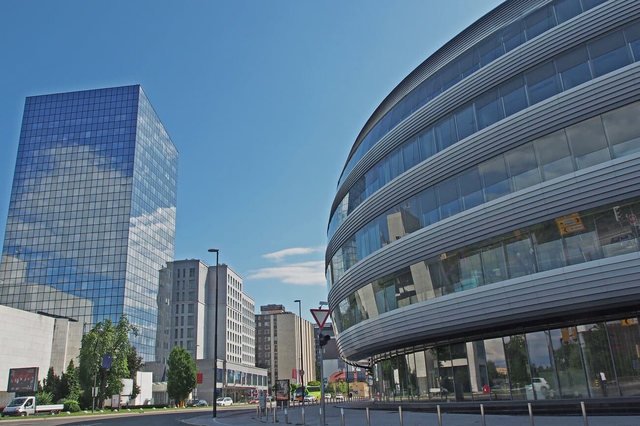 Modern buildings in the Financial District of Ljubljana