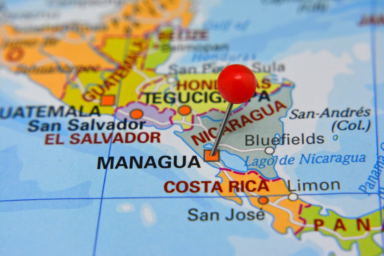Pinned location of Managua, Nicaragua