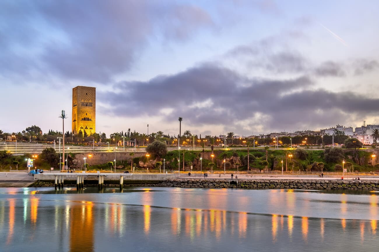 Skyline over a sunset in Rabat