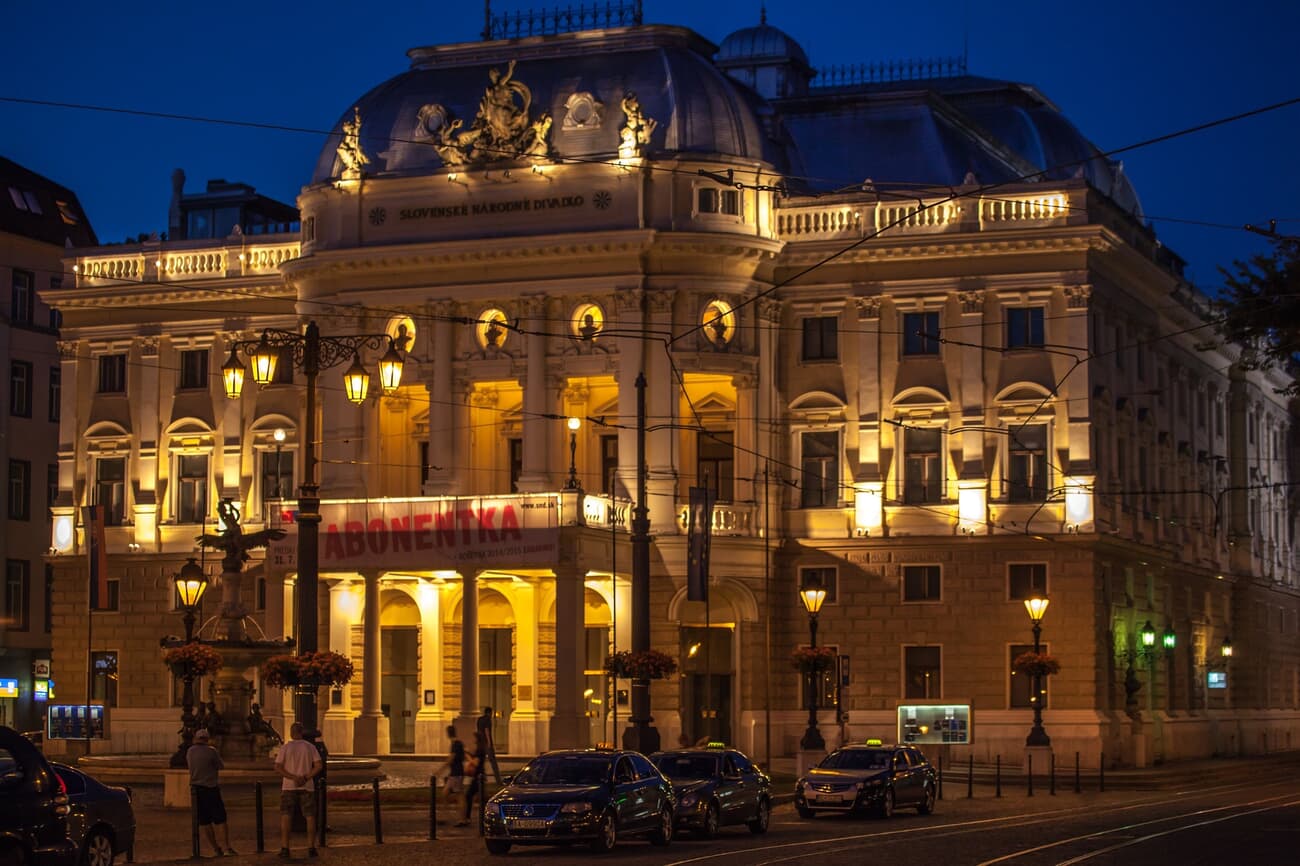 Slovak National Theatre, a Neo-Renaissance structure located on Hviezdoslav Square in the Old Town