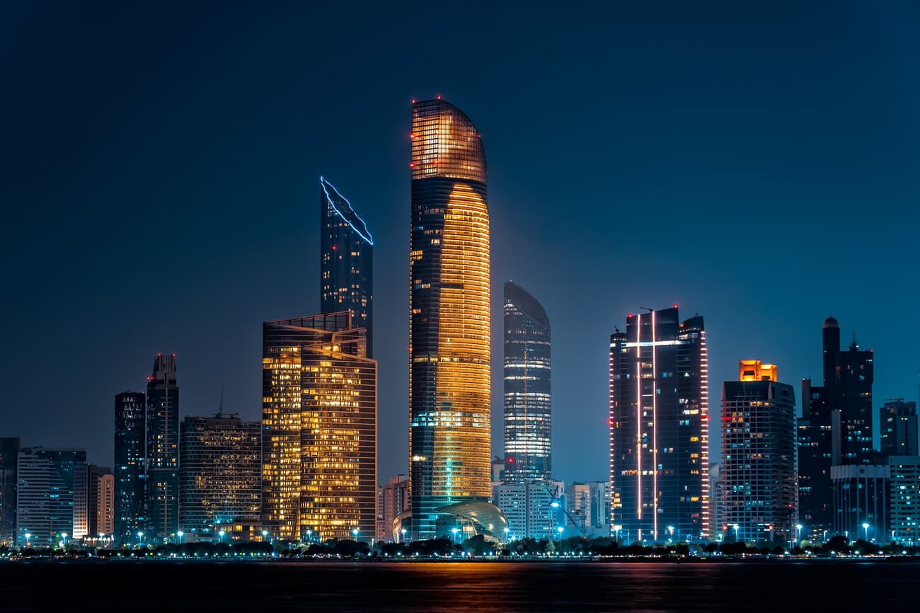 Skyline modern architecture of Abu Dhabi at night