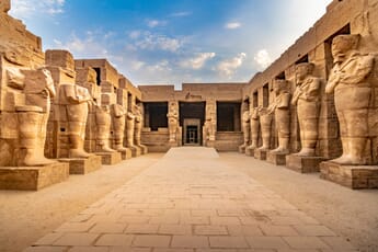 Exploring egypt karnak temple large pharaoh sculptures inside
