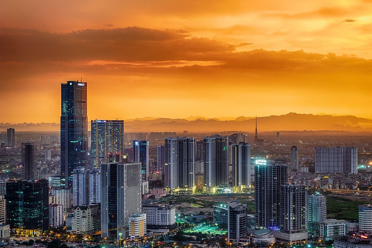 Modern urban and financial district in Hanoi.