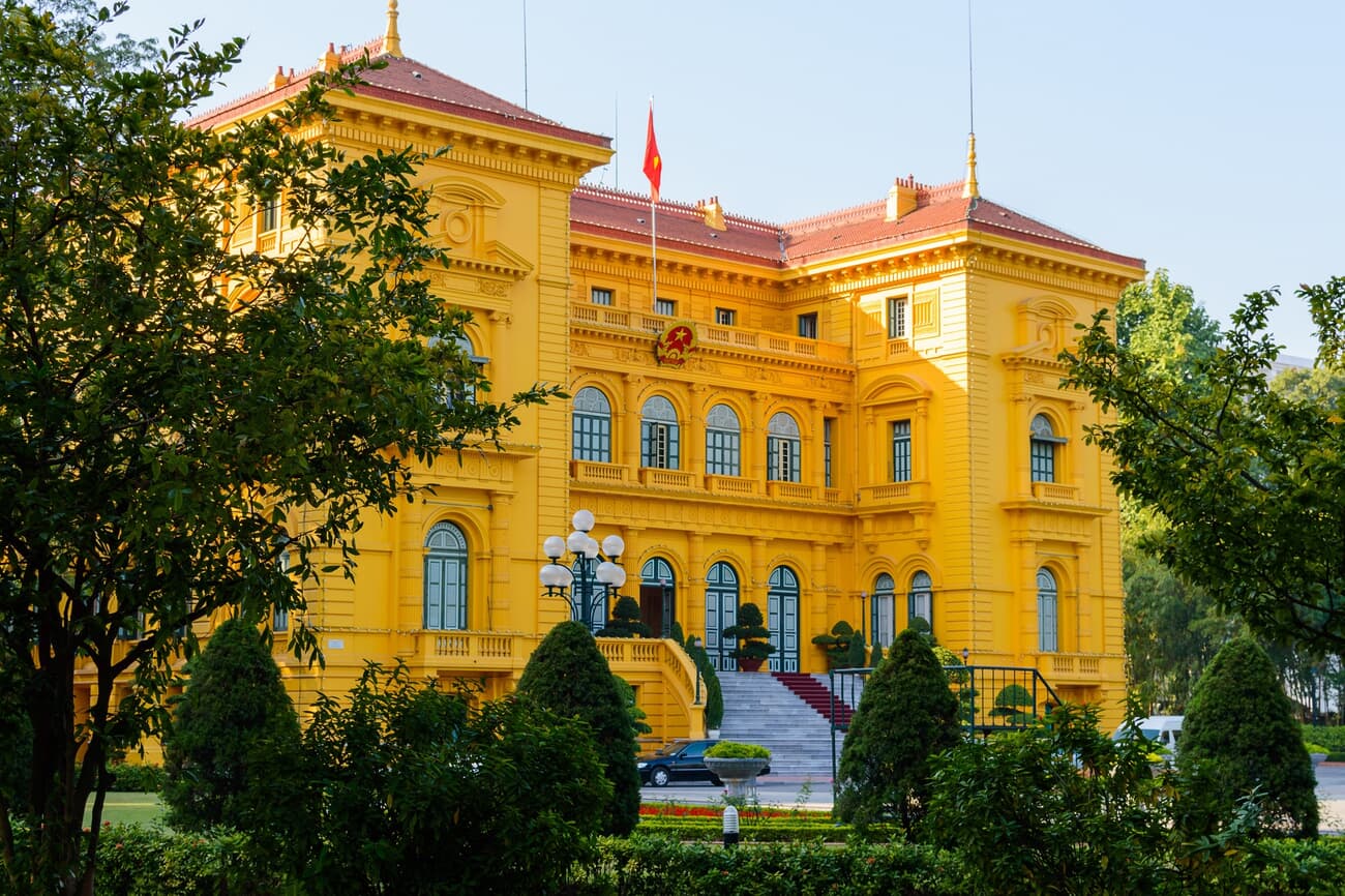 The Presidential Palace in Hanoi, the former residence of Ho Chi Minh