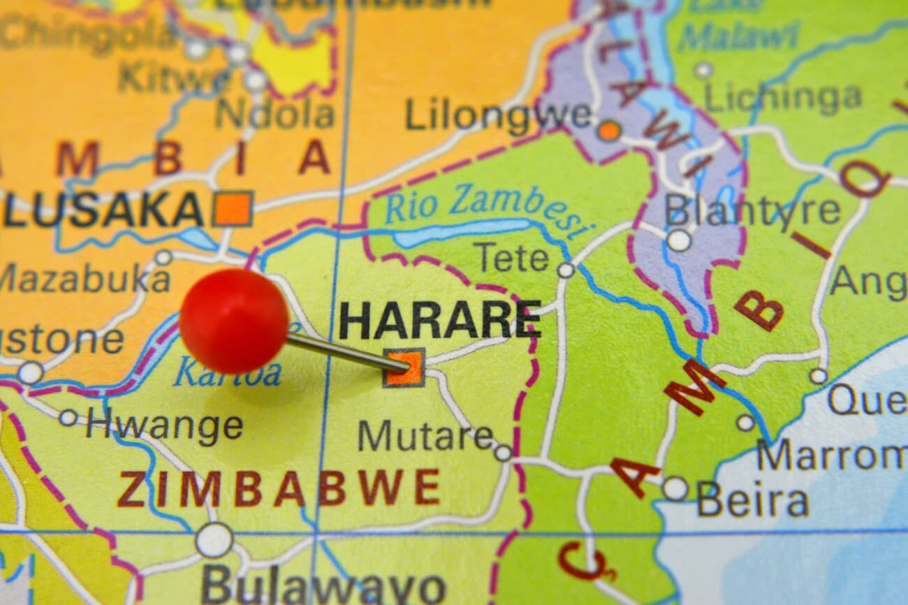 Location of Harare, Zimbabwe