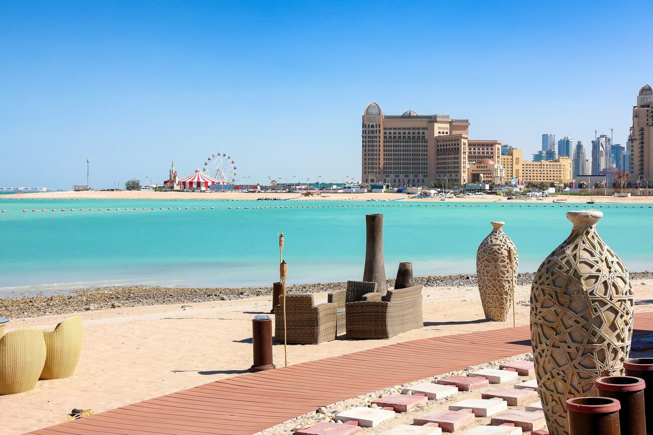 Katara Beach, a popular beach that offers recreational activities and traditional Qatari experiences