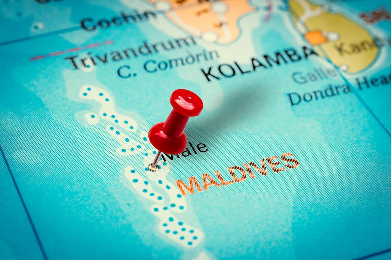 Close-up location of Malé, Maldives