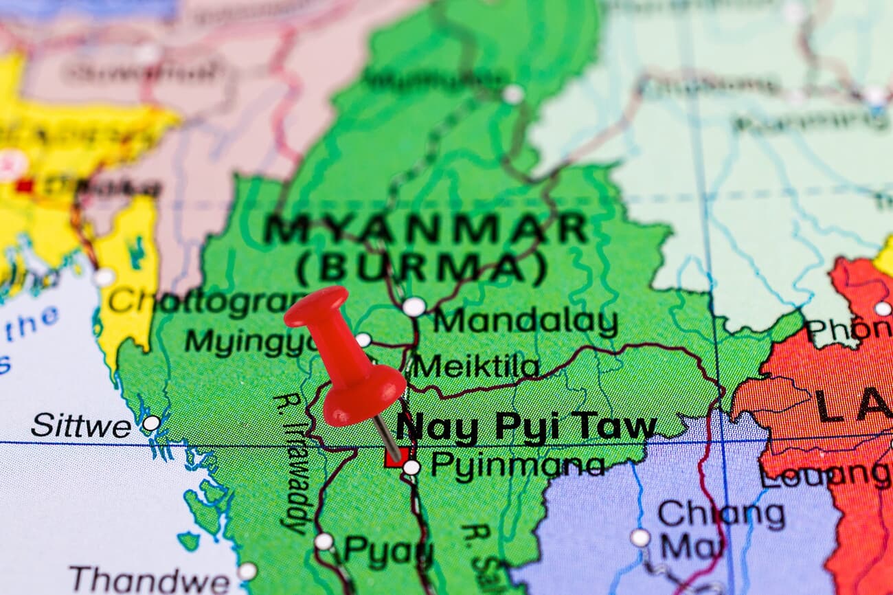 Location of Naypyidaw, also known as Nay Pyi Taw locally