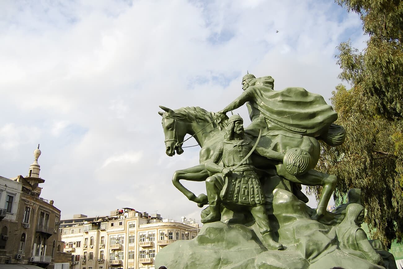 The Saladin Statue, commemorating the Muslim leader famed for his chivalry and tactical brilliance during the Crusades