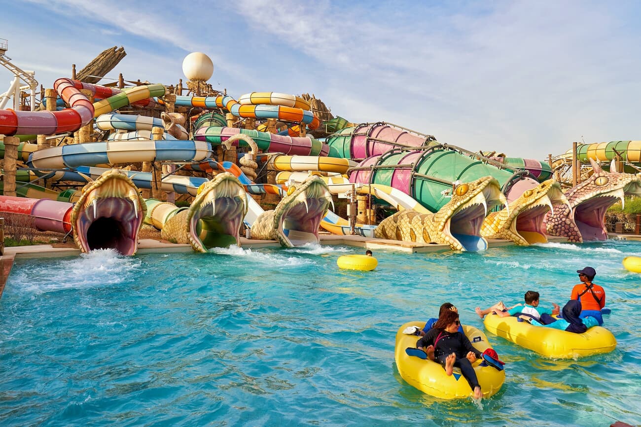 Slithers Slides inside the Yas Waterworld