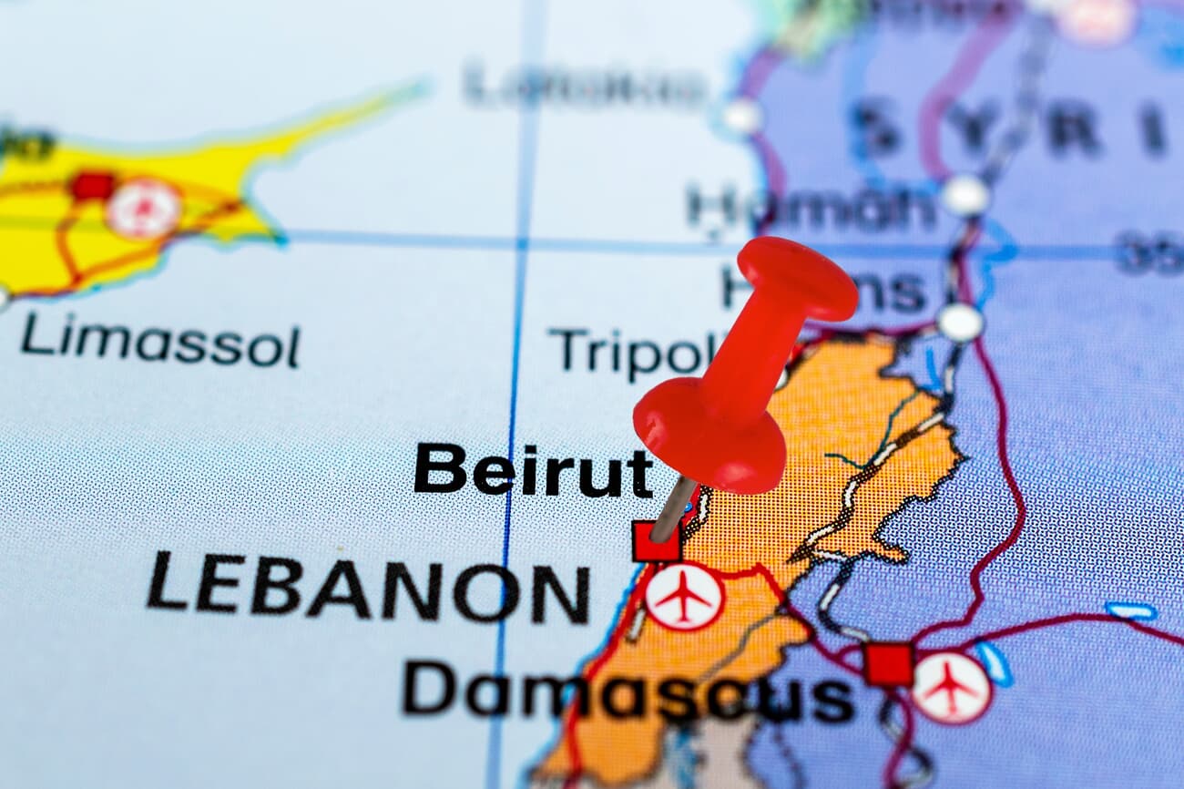 Location of Beirut, Lebanon