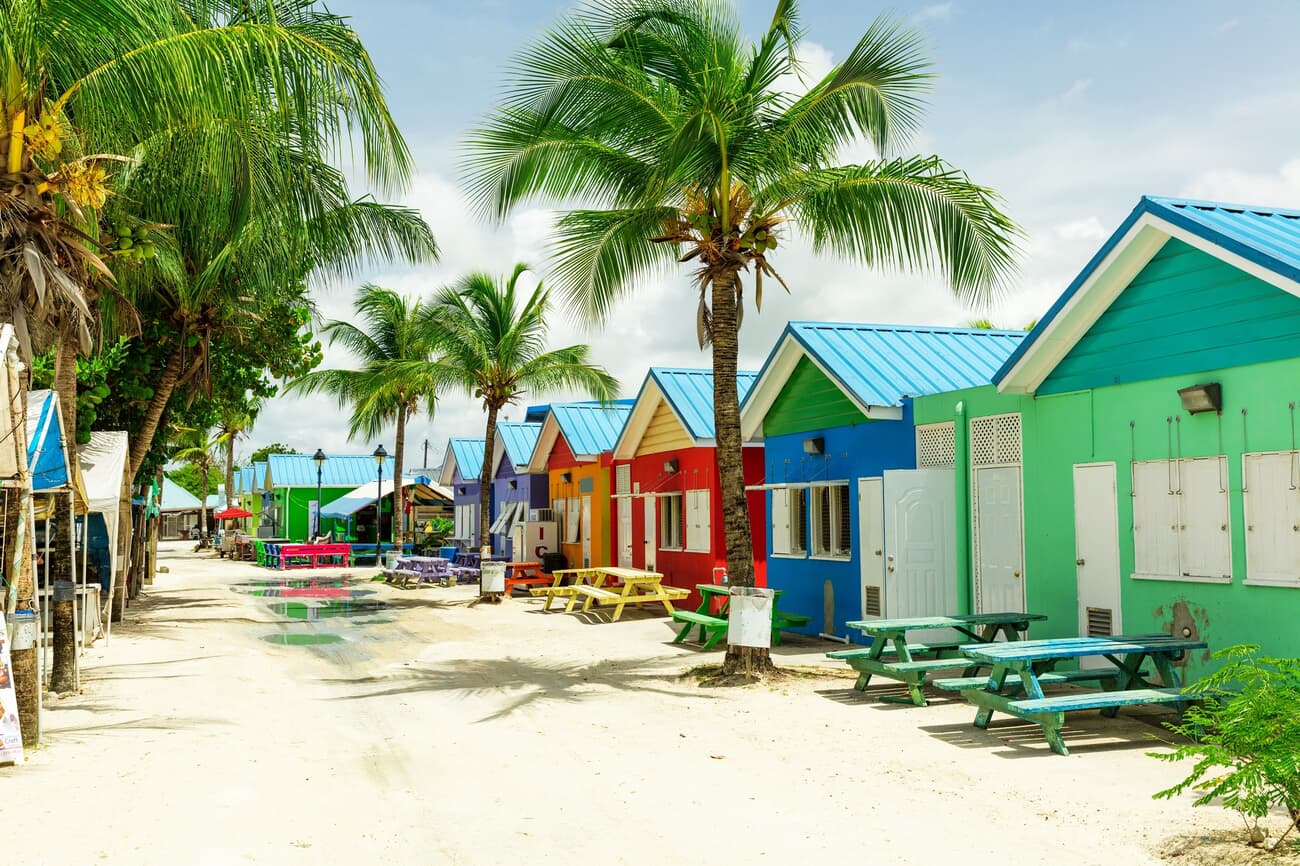 Traditional colorful houses in Bridgetown