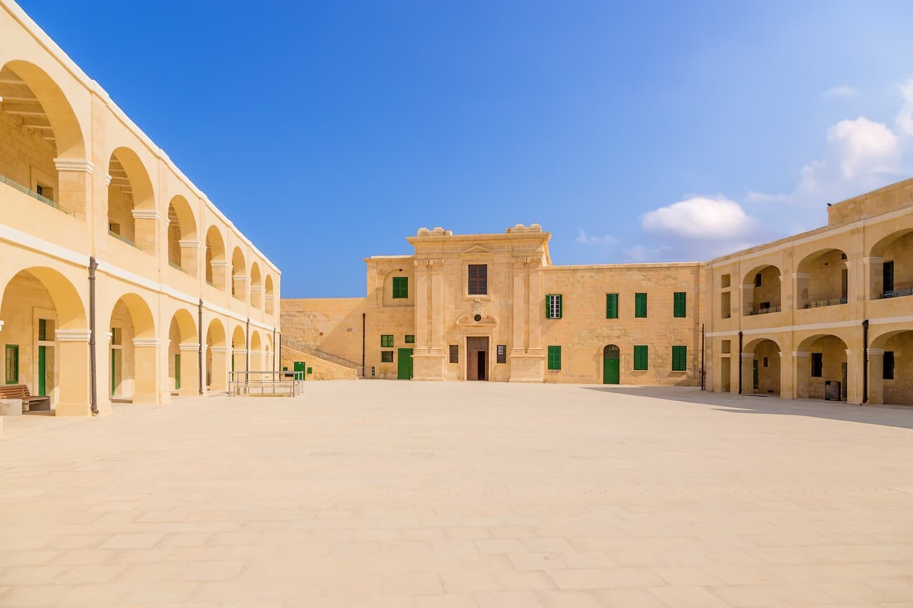 Valletta malta view of the courtyard at st elmo fort