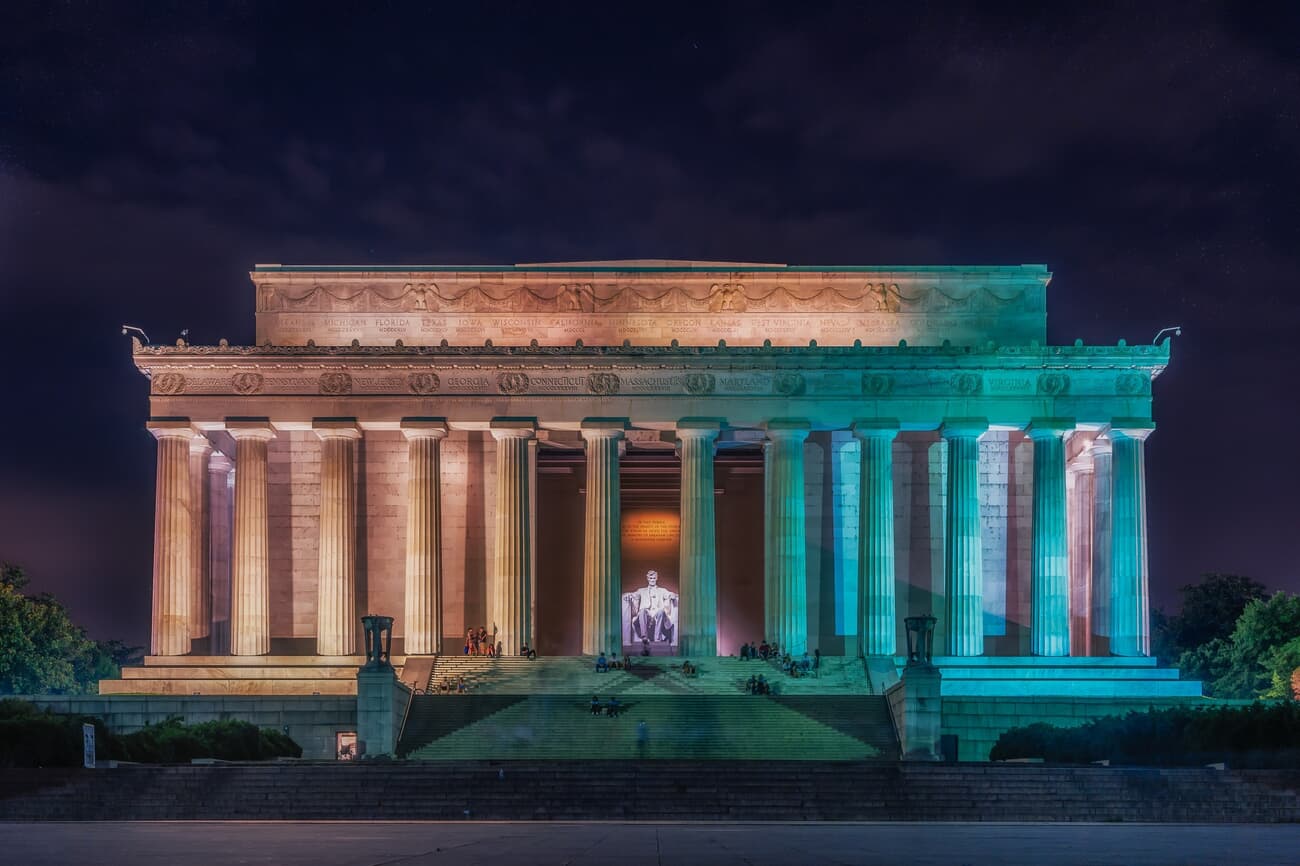 Lincoln Memorial, honoring Abraham Lincoln, site of numerous historical events