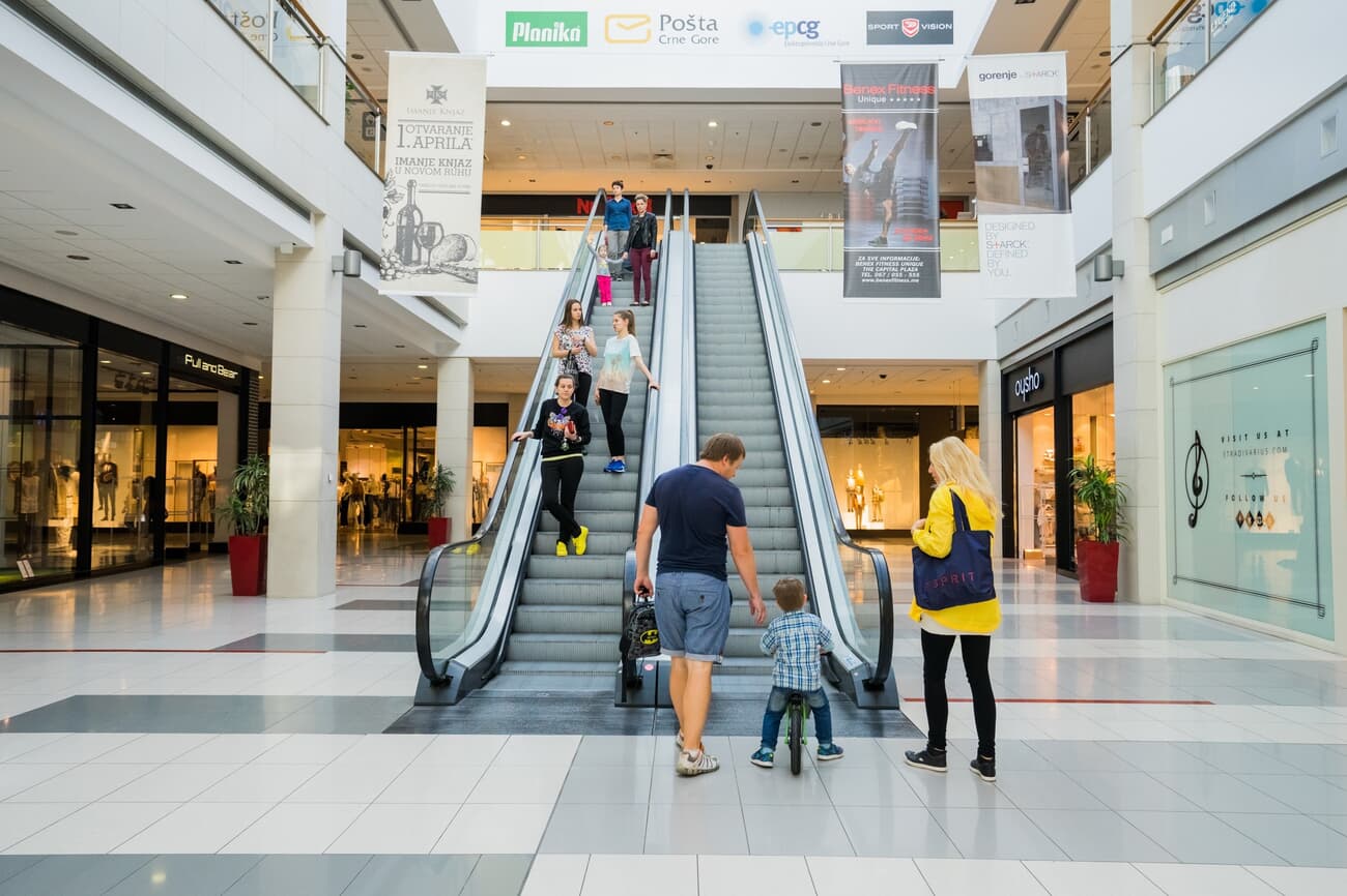 Locals shopping at Delta City, Podgorica's major retail hub