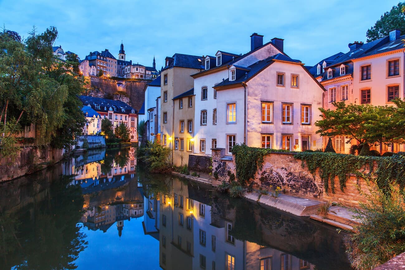 Evening in Luxembourg City along the River