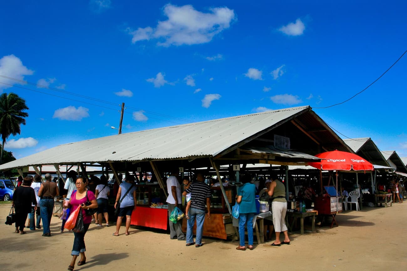 Crowded markets in Paramaribo