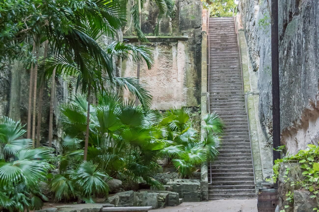 Queen's Staircase, carved out of solid limestone by slaves in the late 18th century