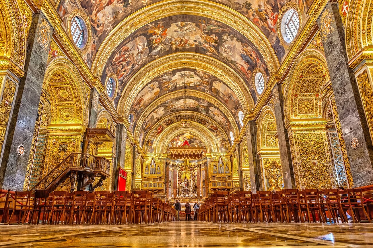 Interior of St. John's Co-Cathedral, built in the late 16th century