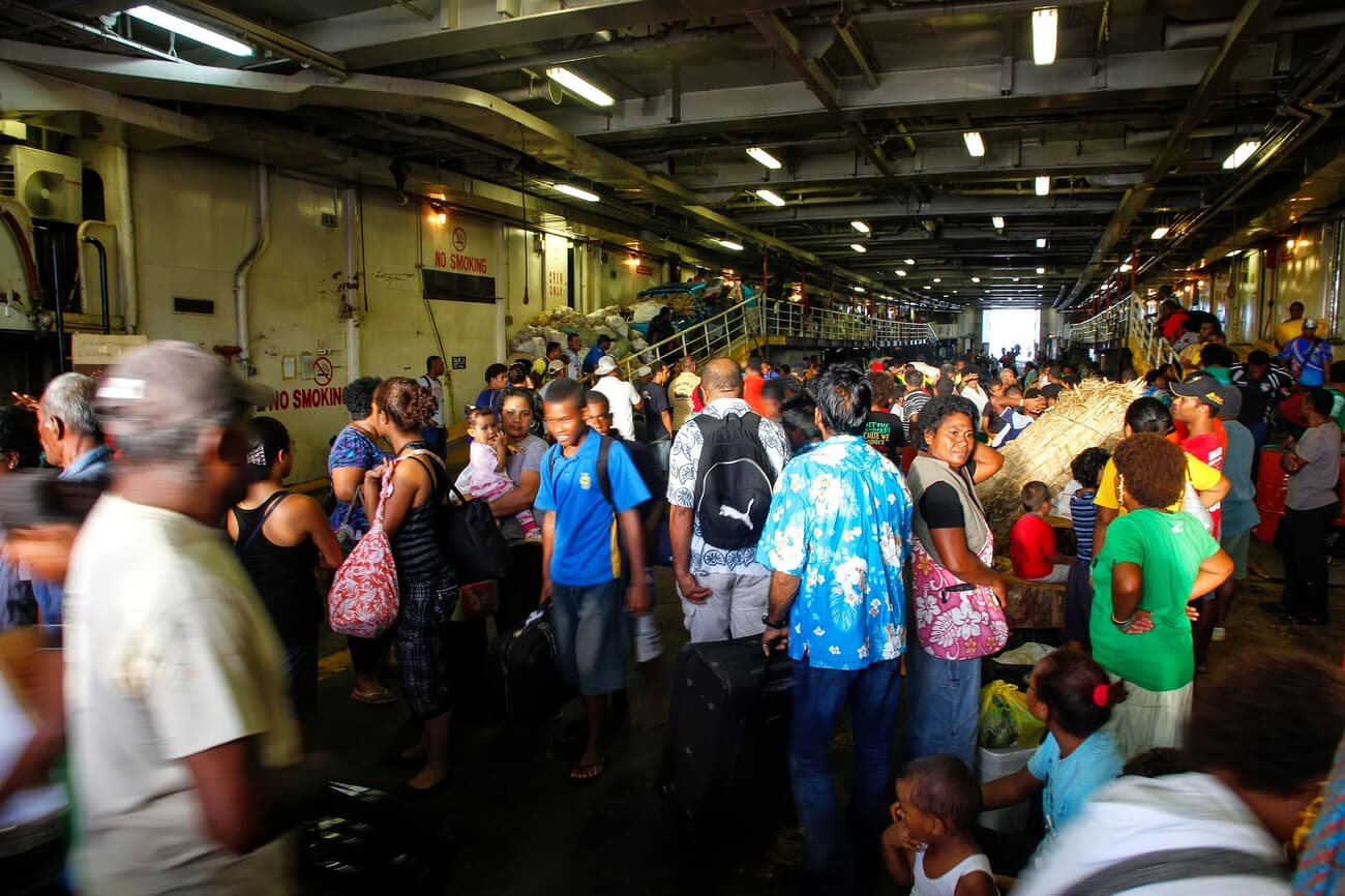 Suva residents getting off the ferry boats, a vital hub for maritime transport within Fiji’s archipelago