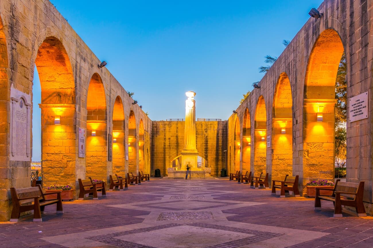 Upper Barrakka Gardens, initially constructed as a private sanctuary for the Knights of St. John