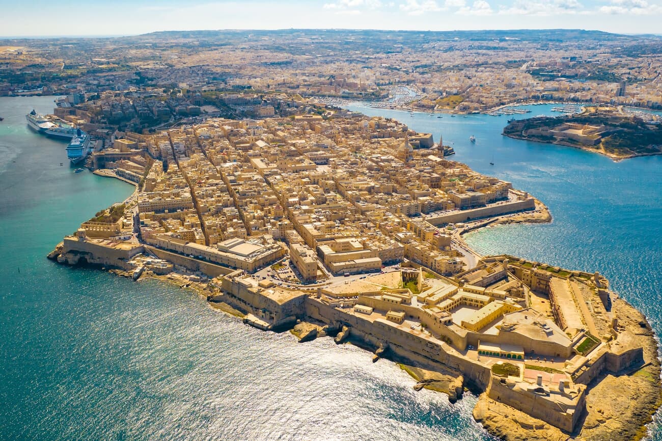 The grand cityscape of Valletta