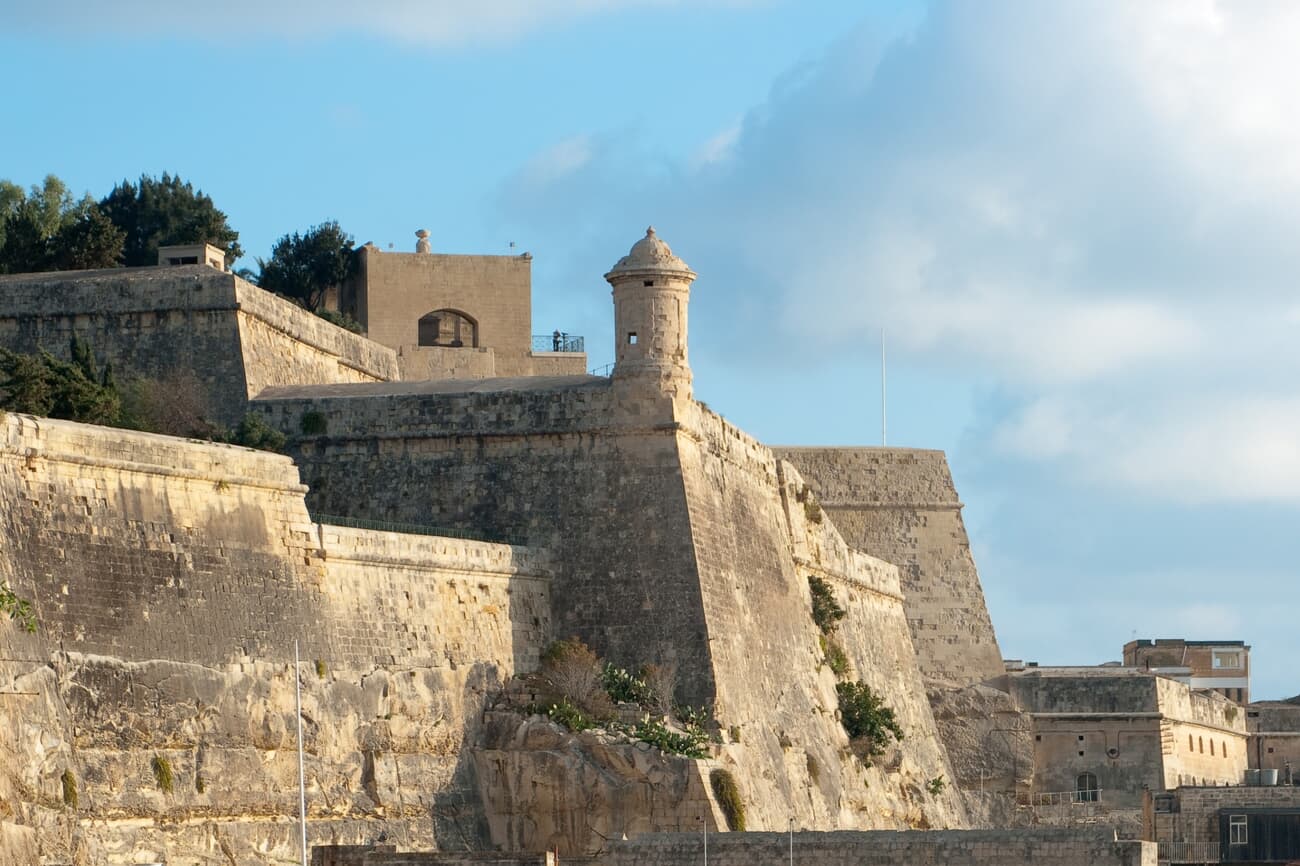 Typical watchtower and town fortifications in Valletta