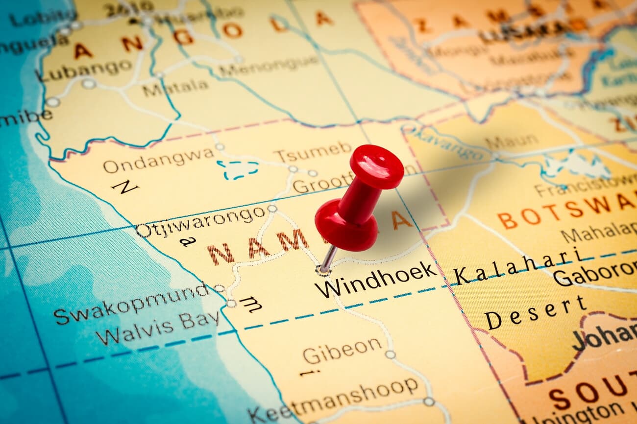 Location of Windhoek, Namibia