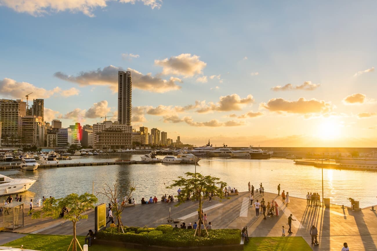 Zaitunay Bay, known for its luxury yachts and waterfront eateries