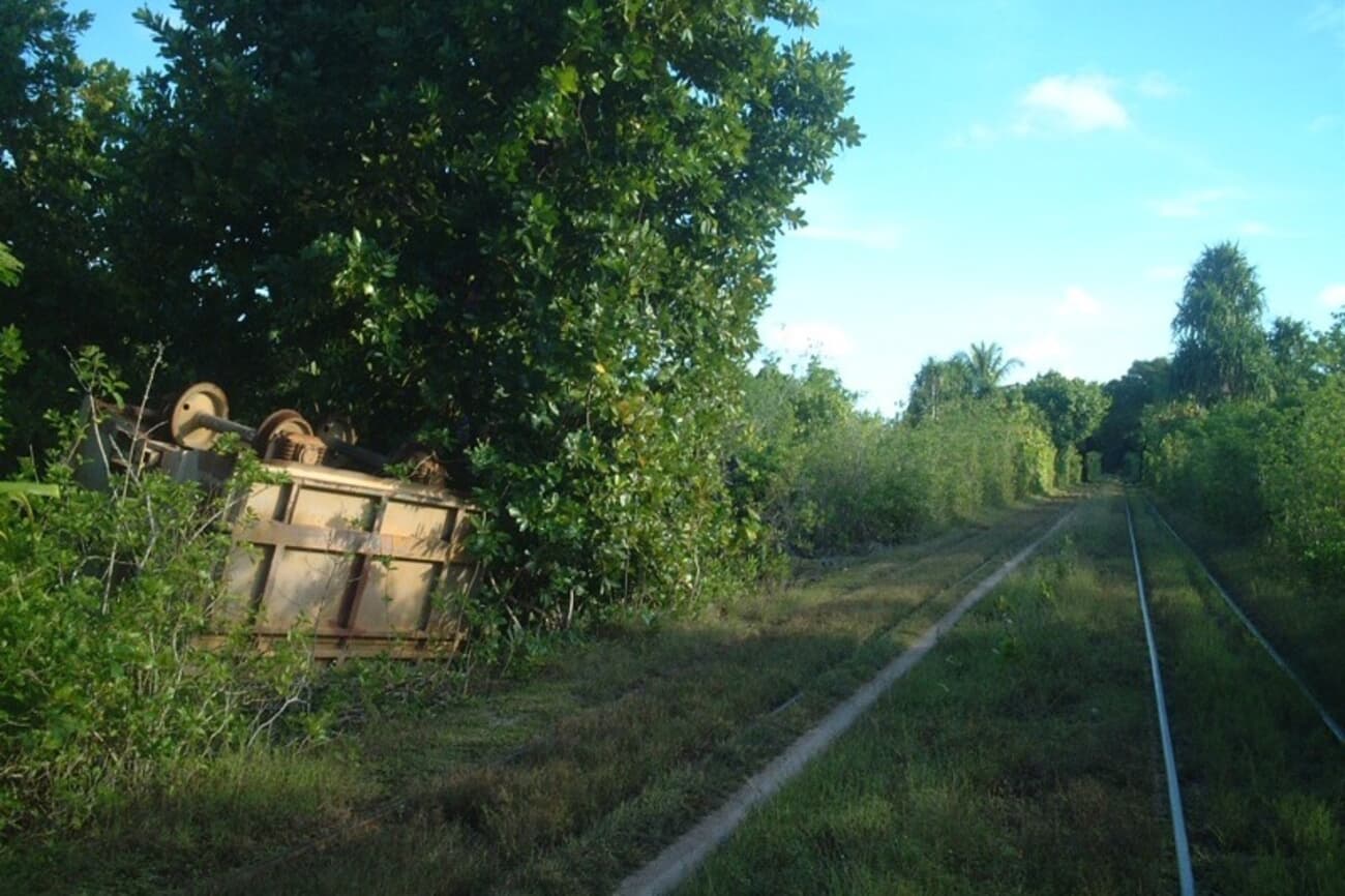 Abandoned Railway near Yaren, once a crucial infrastructure for transporting phosphate