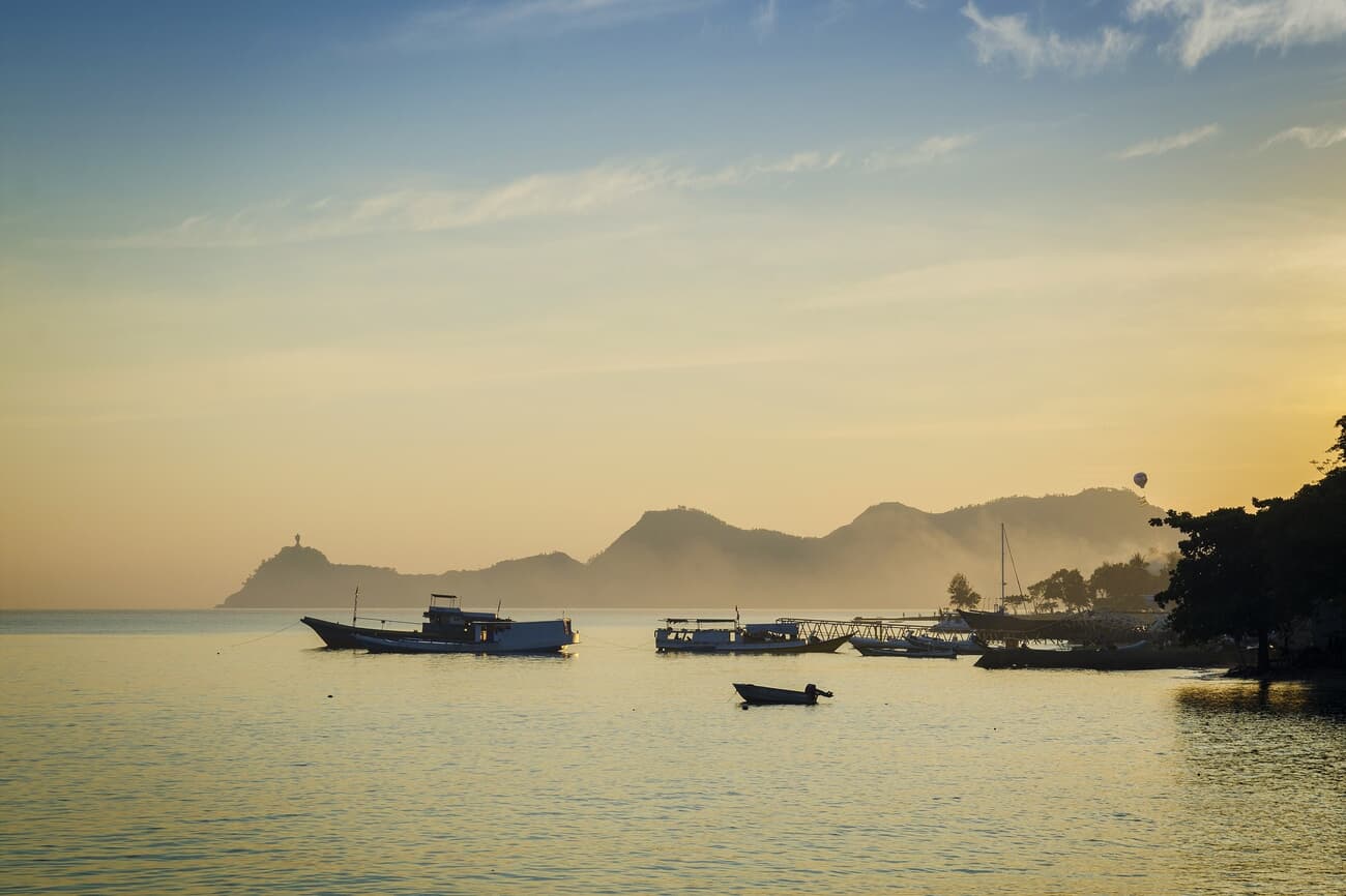 Boats at Dili's harbor, a critical hub for the country's economy