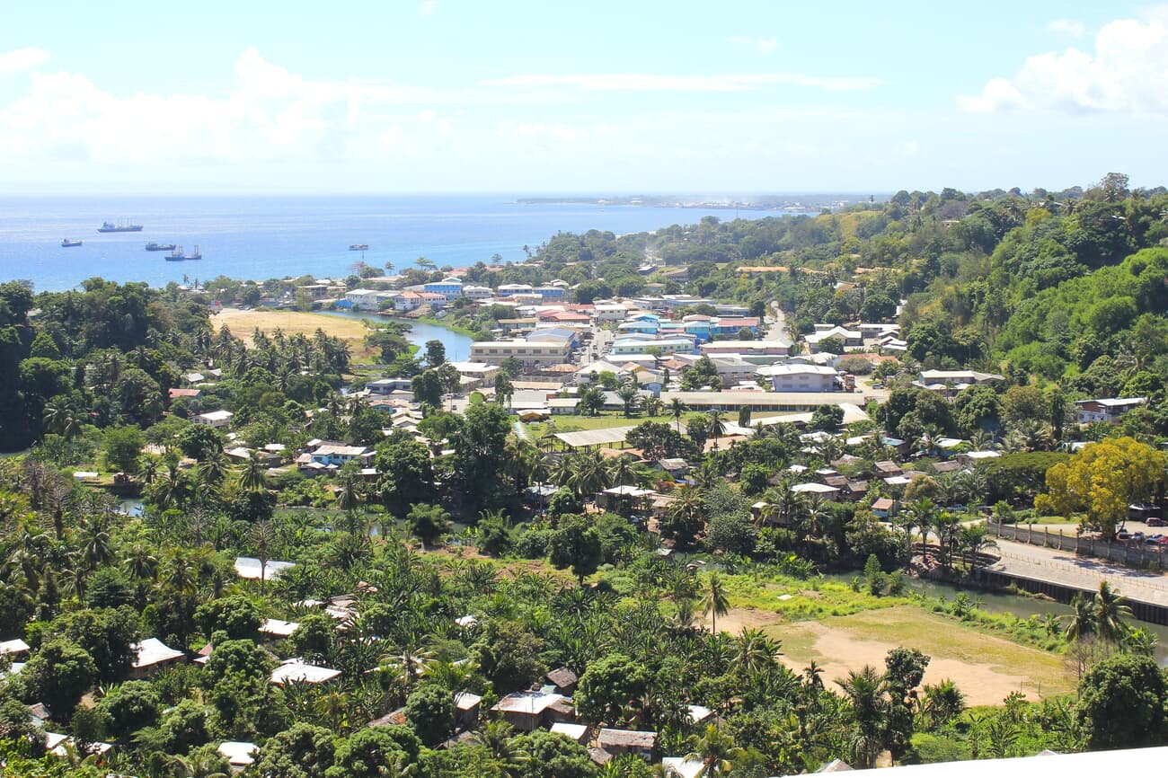 The city of Honiara, a blend of urban and natural elements
