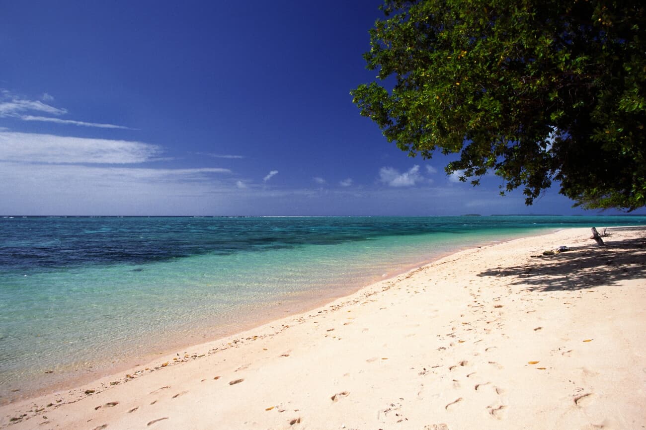 Laura Beach, a pristine stretch of white sand, manifesting Majuro's natural beauty