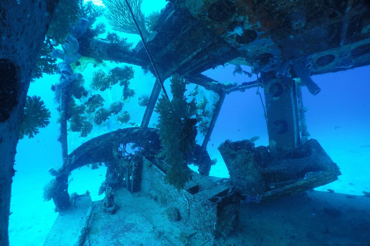 Remnants of historical shipwrecks in the vast Majuro underwater world