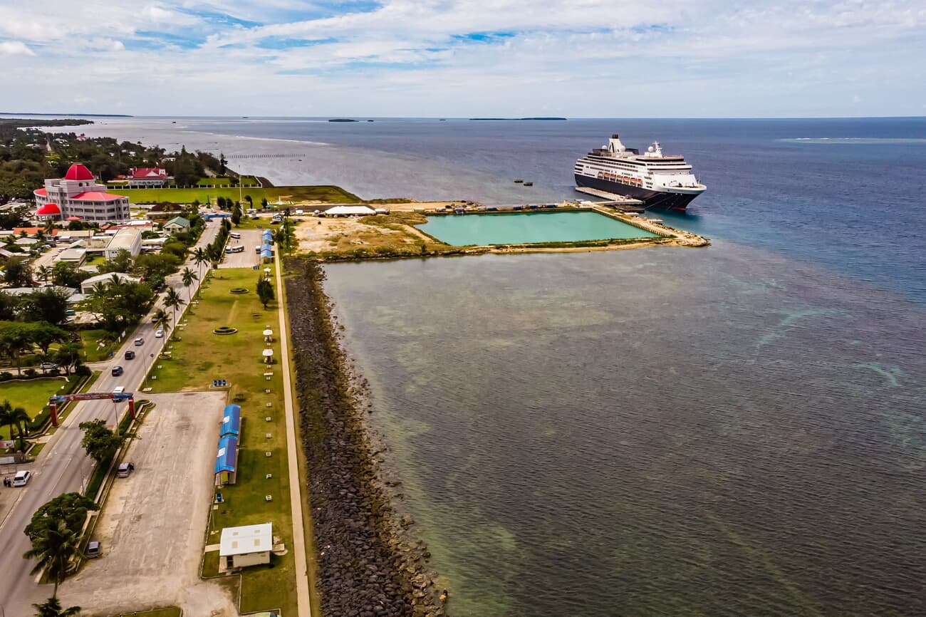 Cruise ship arriving at Nuku'alofa, playing a vital role in enhancing Tonga's tourism and economy