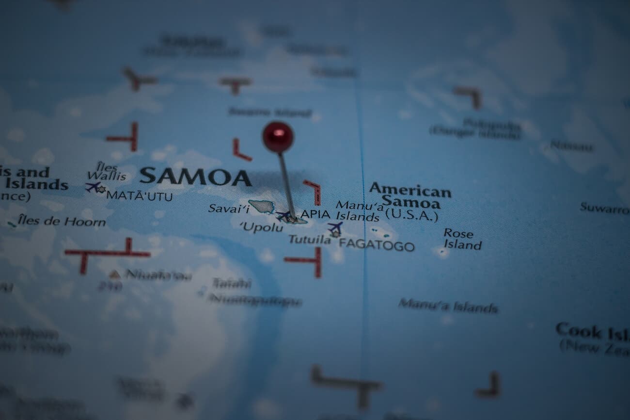 Location of Apia on the Islands of Samoa