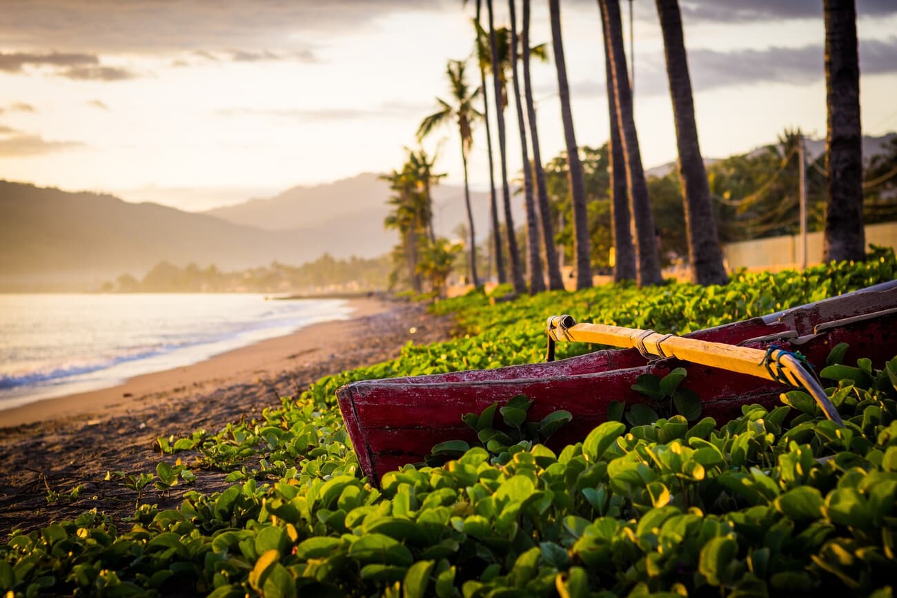 Sunrise at the sandy beaches on the coast of Dili
