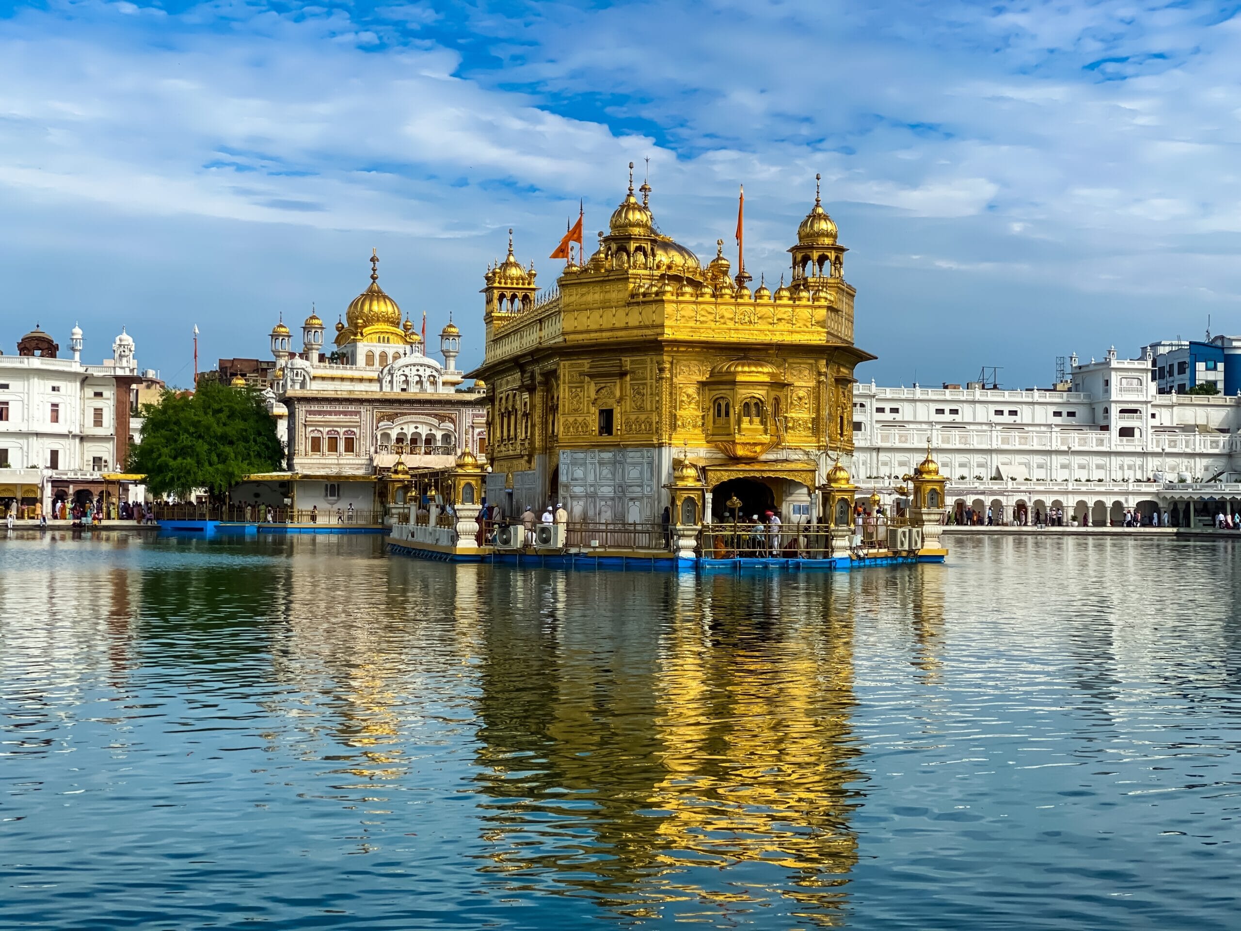 The Golden Temple reflects in the water in Amritsar.